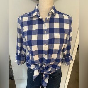 J. Crew Blue and White Checkered Shirt
